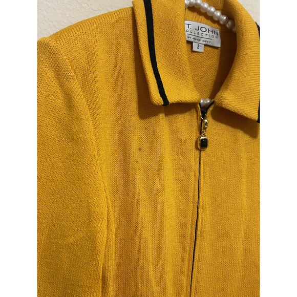 St.John Collection Women's Size 2 Yellow Jacket Santana Knit Blazer TINY FLAW - Picture 4 of 12